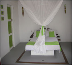 Chambre double coussin vert